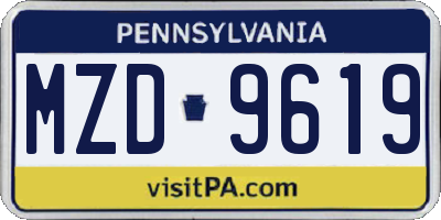 PA license plate MZD9619