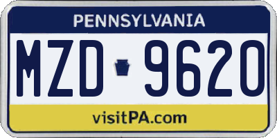 PA license plate MZD9620