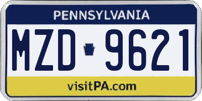 PA license plate MZD9621