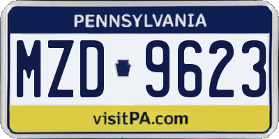 PA license plate MZD9623