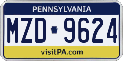 PA license plate MZD9624