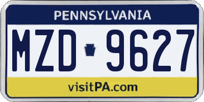 PA license plate MZD9627