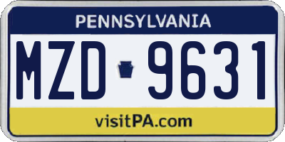 PA license plate MZD9631