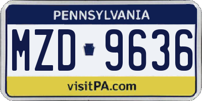 PA license plate MZD9636