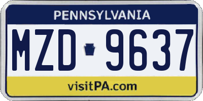 PA license plate MZD9637