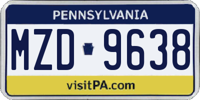 PA license plate MZD9638