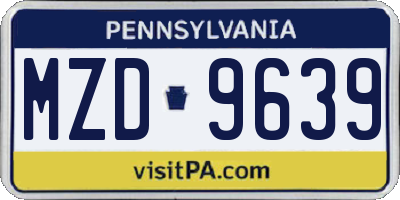 PA license plate MZD9639