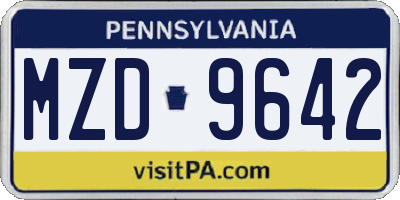 PA license plate MZD9642