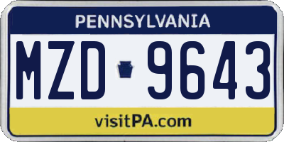 PA license plate MZD9643