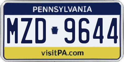 PA license plate MZD9644