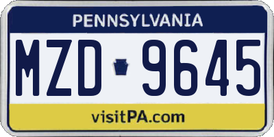 PA license plate MZD9645