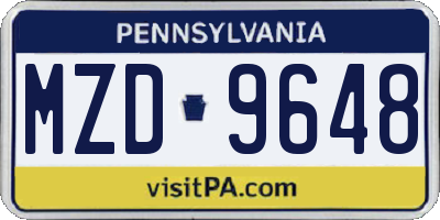 PA license plate MZD9648