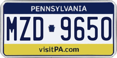 PA license plate MZD9650