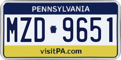 PA license plate MZD9651