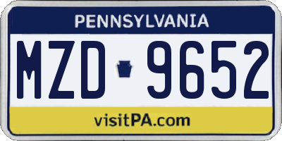 PA license plate MZD9652