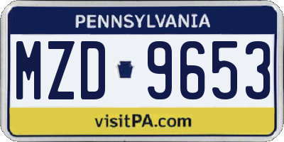 PA license plate MZD9653