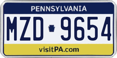 PA license plate MZD9654