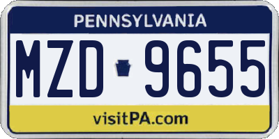 PA license plate MZD9655