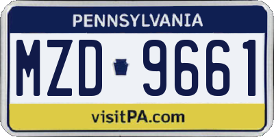 PA license plate MZD9661