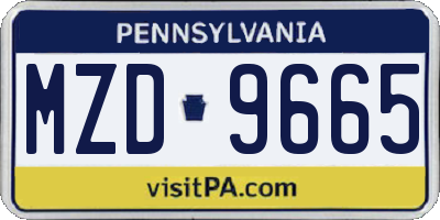 PA license plate MZD9665