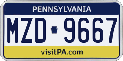 PA license plate MZD9667