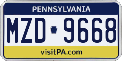 PA license plate MZD9668