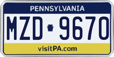 PA license plate MZD9670