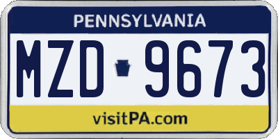 PA license plate MZD9673