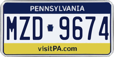 PA license plate MZD9674