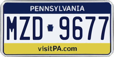 PA license plate MZD9677