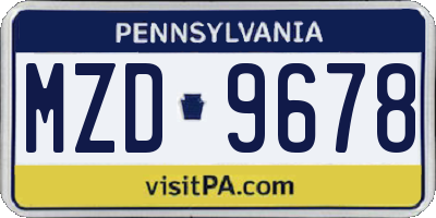 PA license plate MZD9678