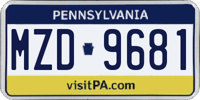PA license plate MZD9681
