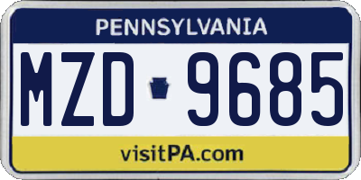 PA license plate MZD9685