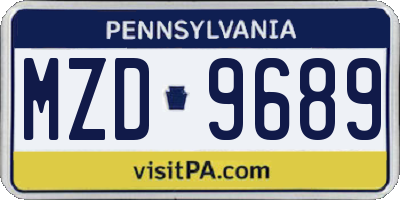 PA license plate MZD9689