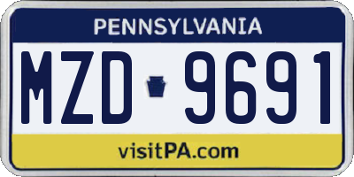 PA license plate MZD9691