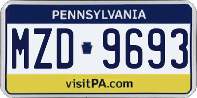 PA license plate MZD9693