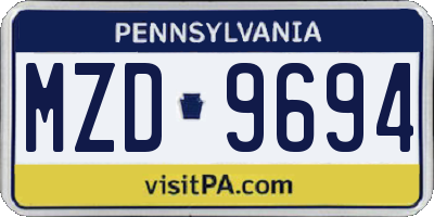 PA license plate MZD9694