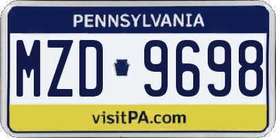 PA license plate MZD9698