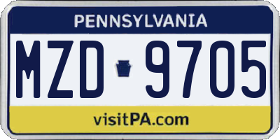 PA license plate MZD9705