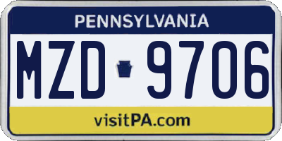 PA license plate MZD9706