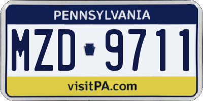 PA license plate MZD9711