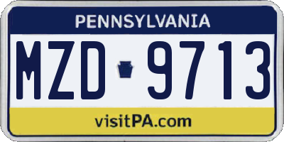 PA license plate MZD9713