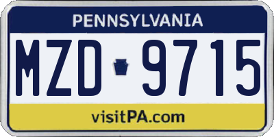 PA license plate MZD9715
