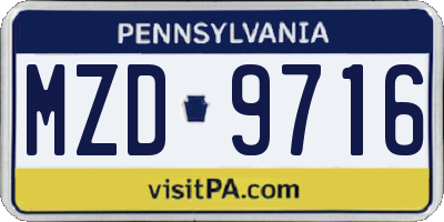 PA license plate MZD9716