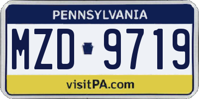 PA license plate MZD9719