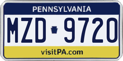 PA license plate MZD9720