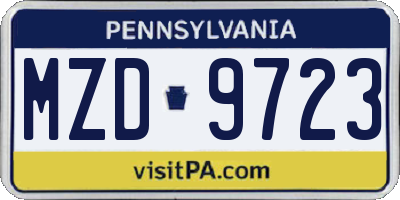 PA license plate MZD9723