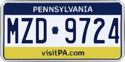 PA license plate MZD9724