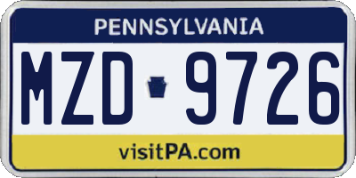 PA license plate MZD9726
