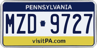 PA license plate MZD9727